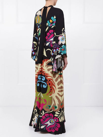 Peacock Printed Maxi Dress
