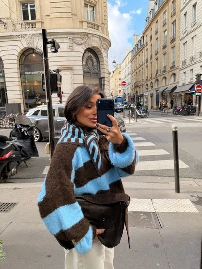 Ami Sweater in Blue and Brown