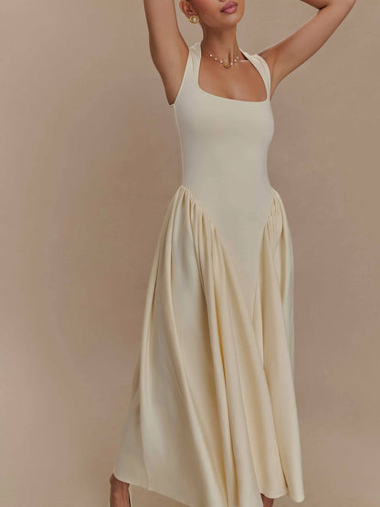 Minimalist Retro Square Neck Dress