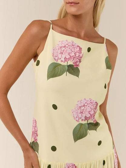 Polka Dot Floral Print Midi Dress