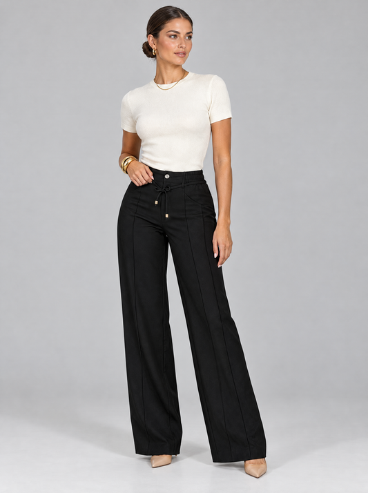 The Eliza Straight-Leg Trousers in Black