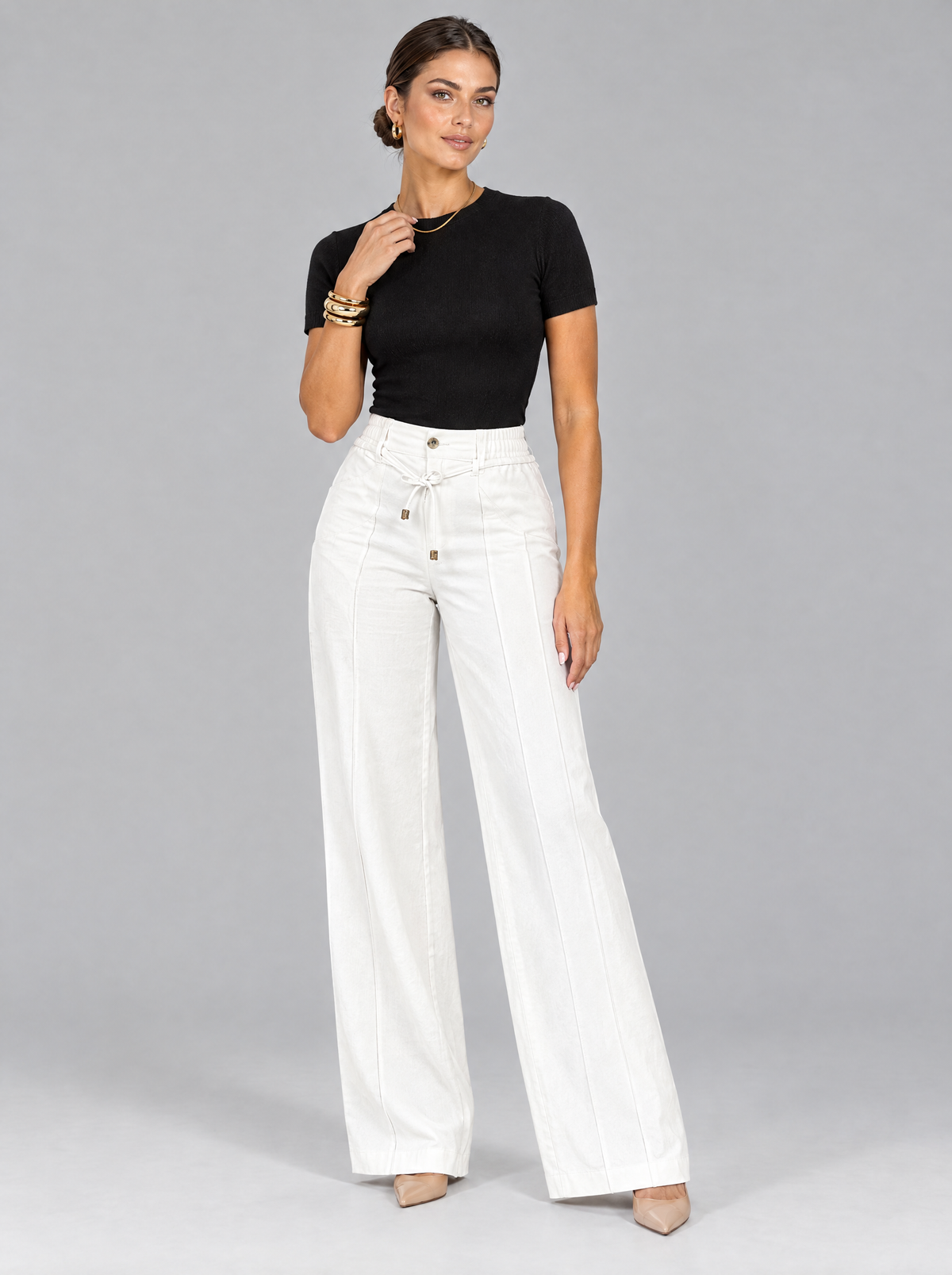 The Eliza Straight-Leg Trousers in White