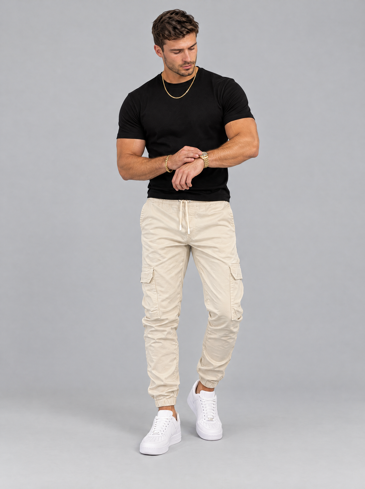 The Hudson Cargo Joggers in Stone