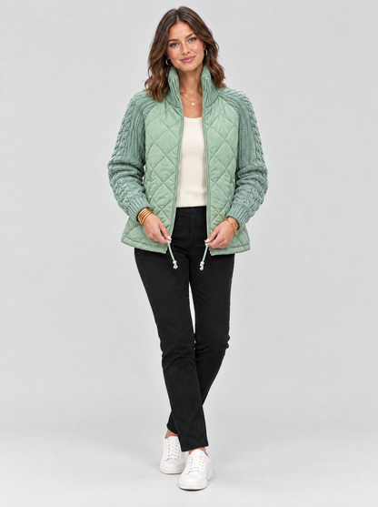 The Marlowe Knit Puffer Jacket in Light Green