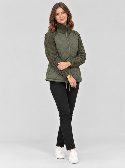 The Marlowe Knit Puffer Jacket in Dark Green