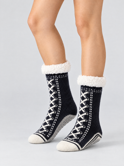 The Elsie Cosy Slipper Socks in Black