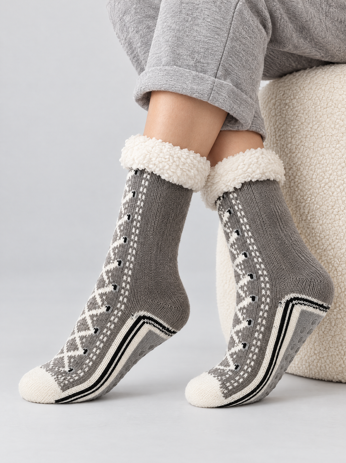 The Elsie Cosy Slipper Socks in Grey