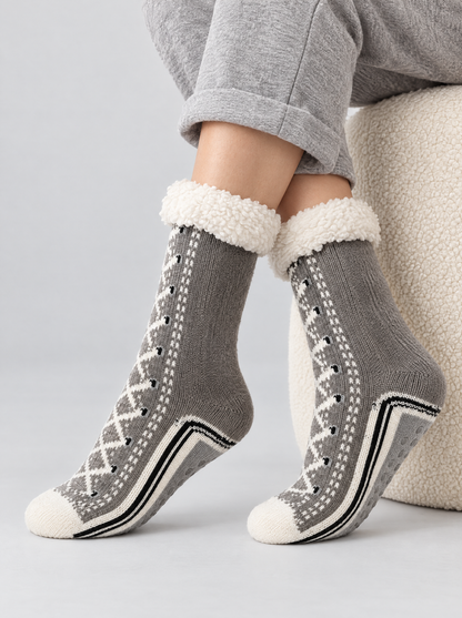 The Elsie Cosy Slipper Socks in Grey