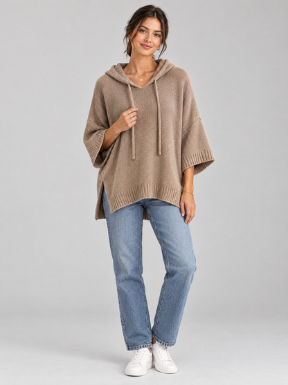 Maren Knit Hoodie in Khaki