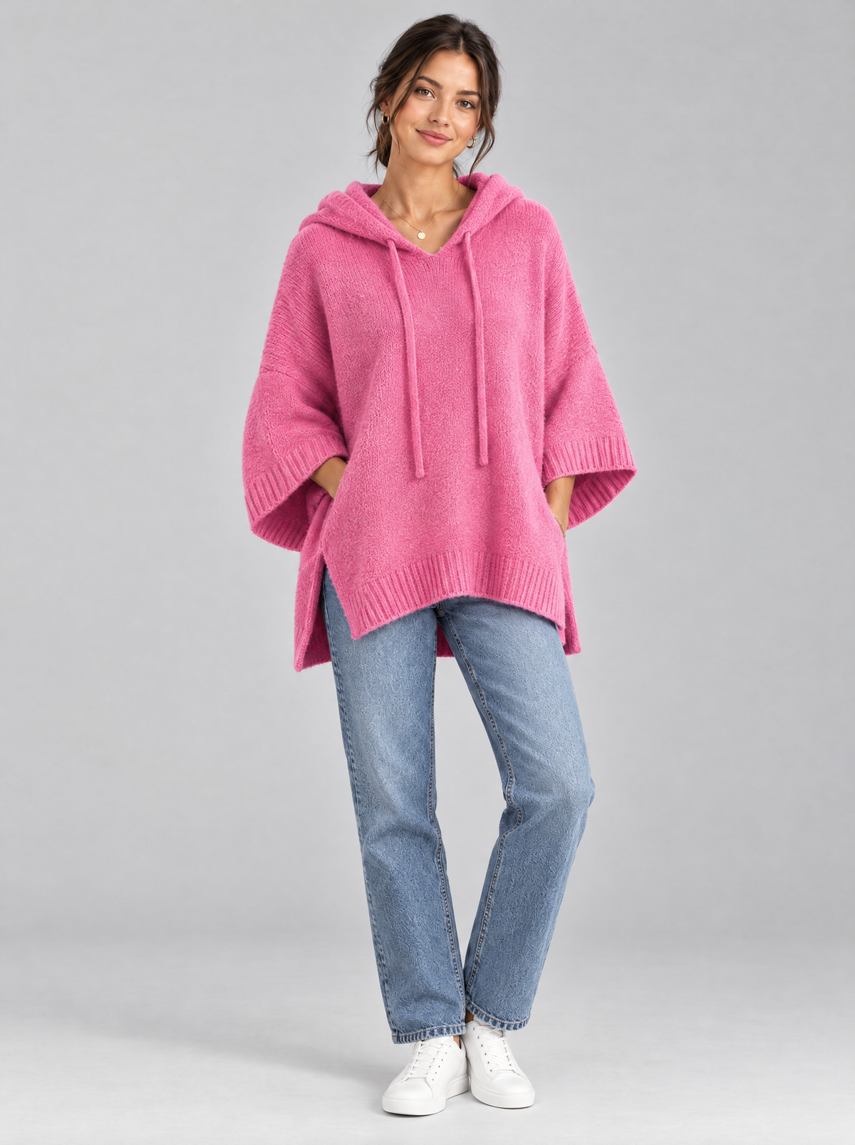 Maren Knit Hoodie in Pink