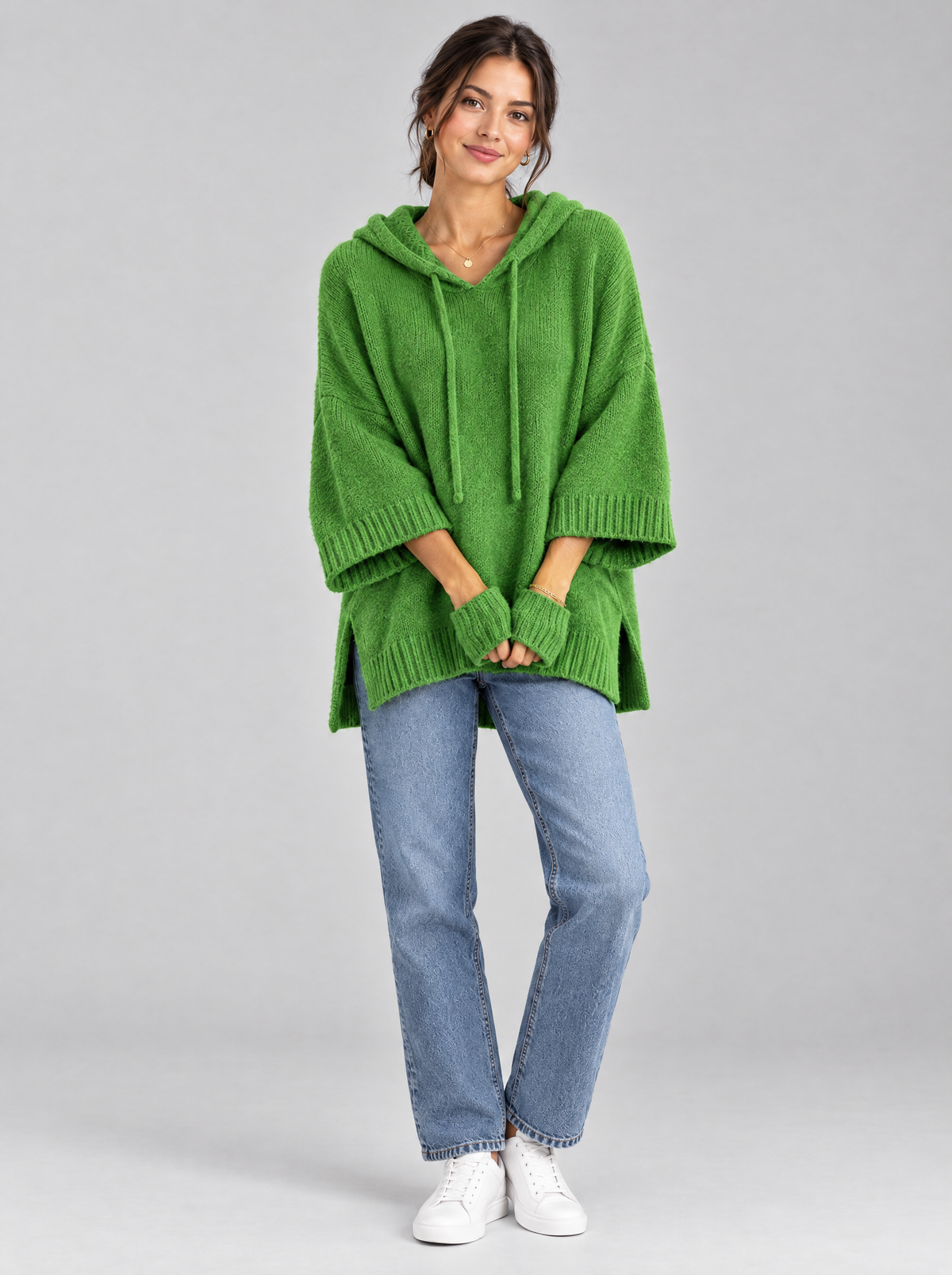 Maren Knit Hoodie in Green