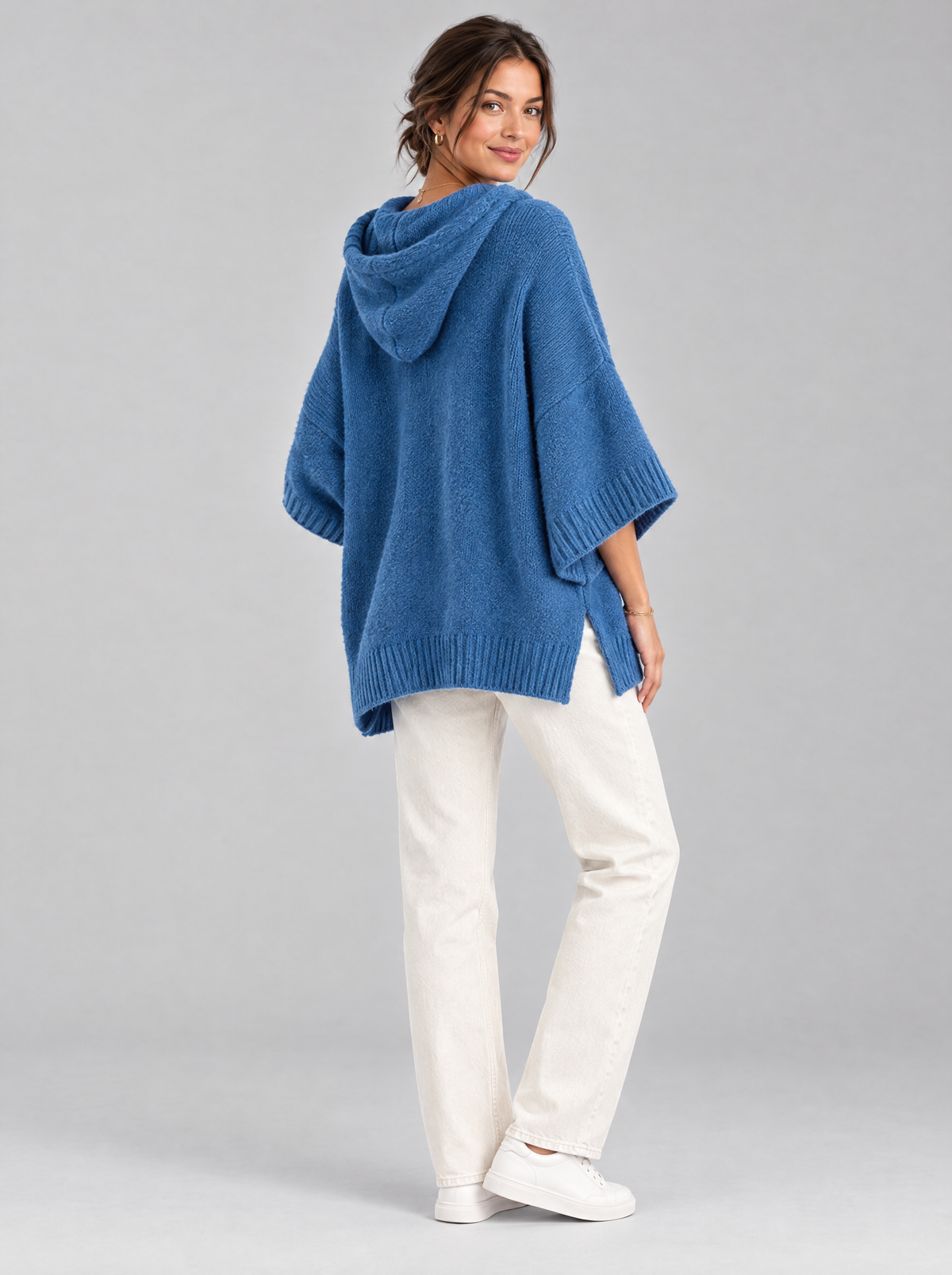 Maren Knit Hoodie in Blue