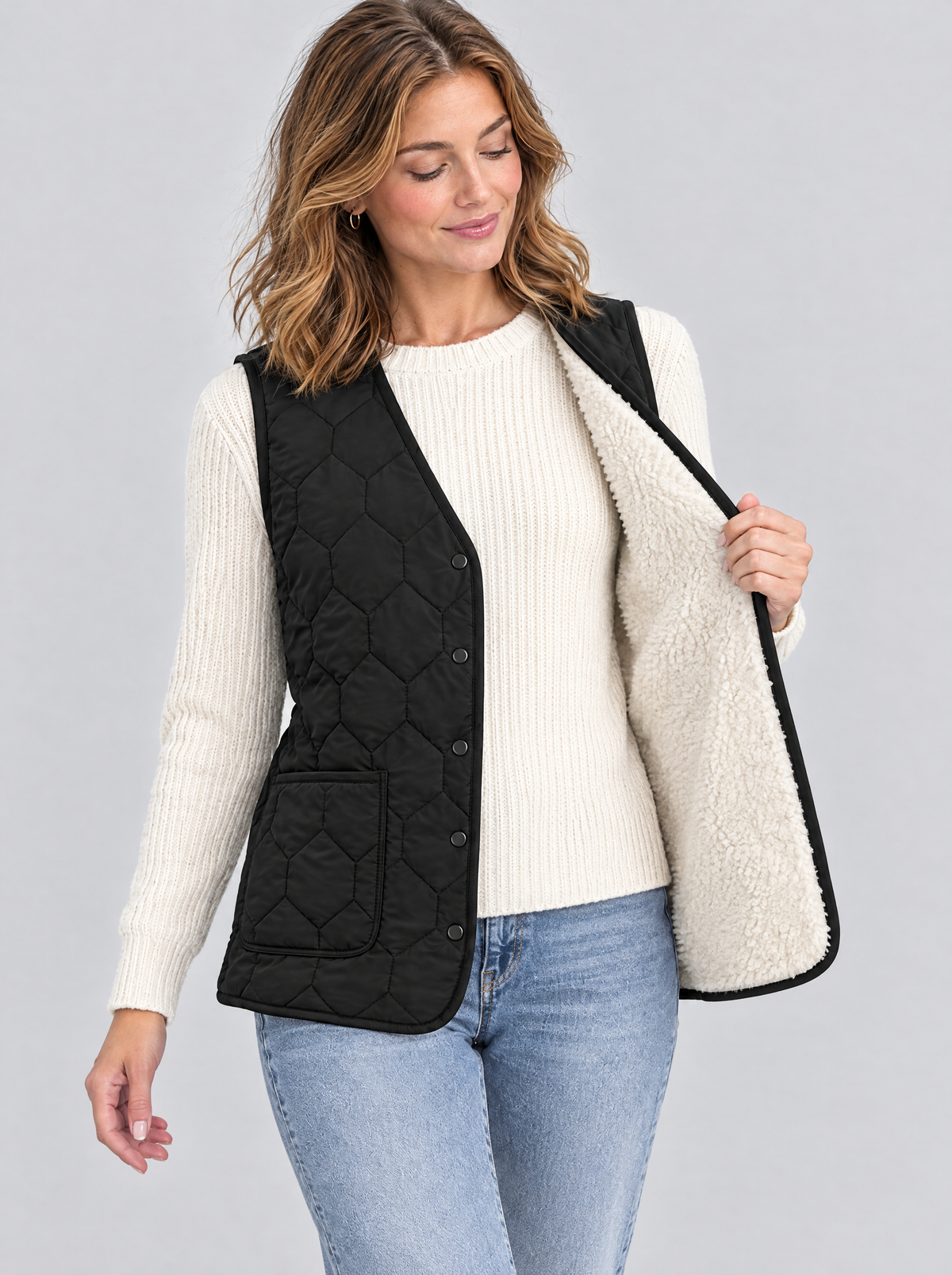 The Arden Quilted Vest in Black