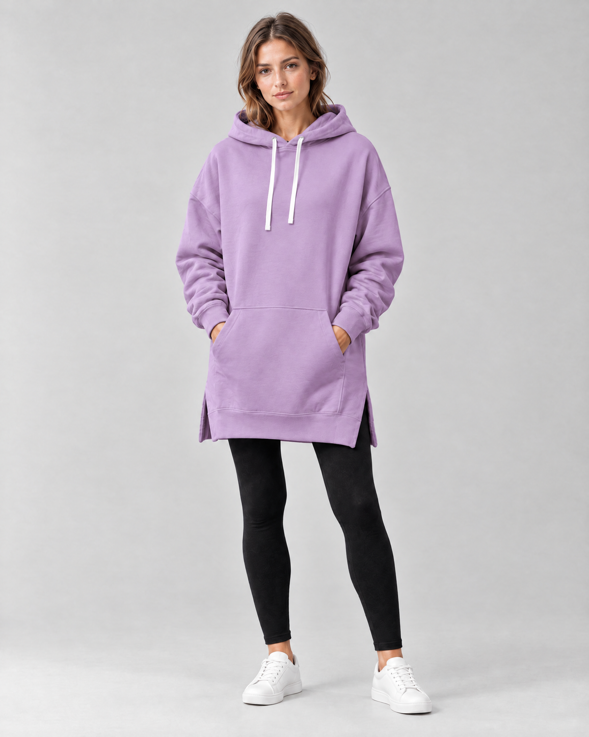 The Harlow Oversized Hoodie Dress in Purple