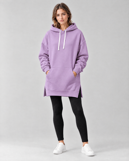 The Harlow Oversized Hoodie Dress in Purple