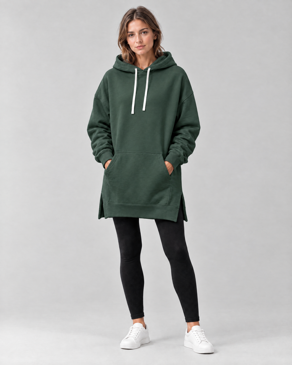 The Harlow Oversized Hoodie Dress in Green