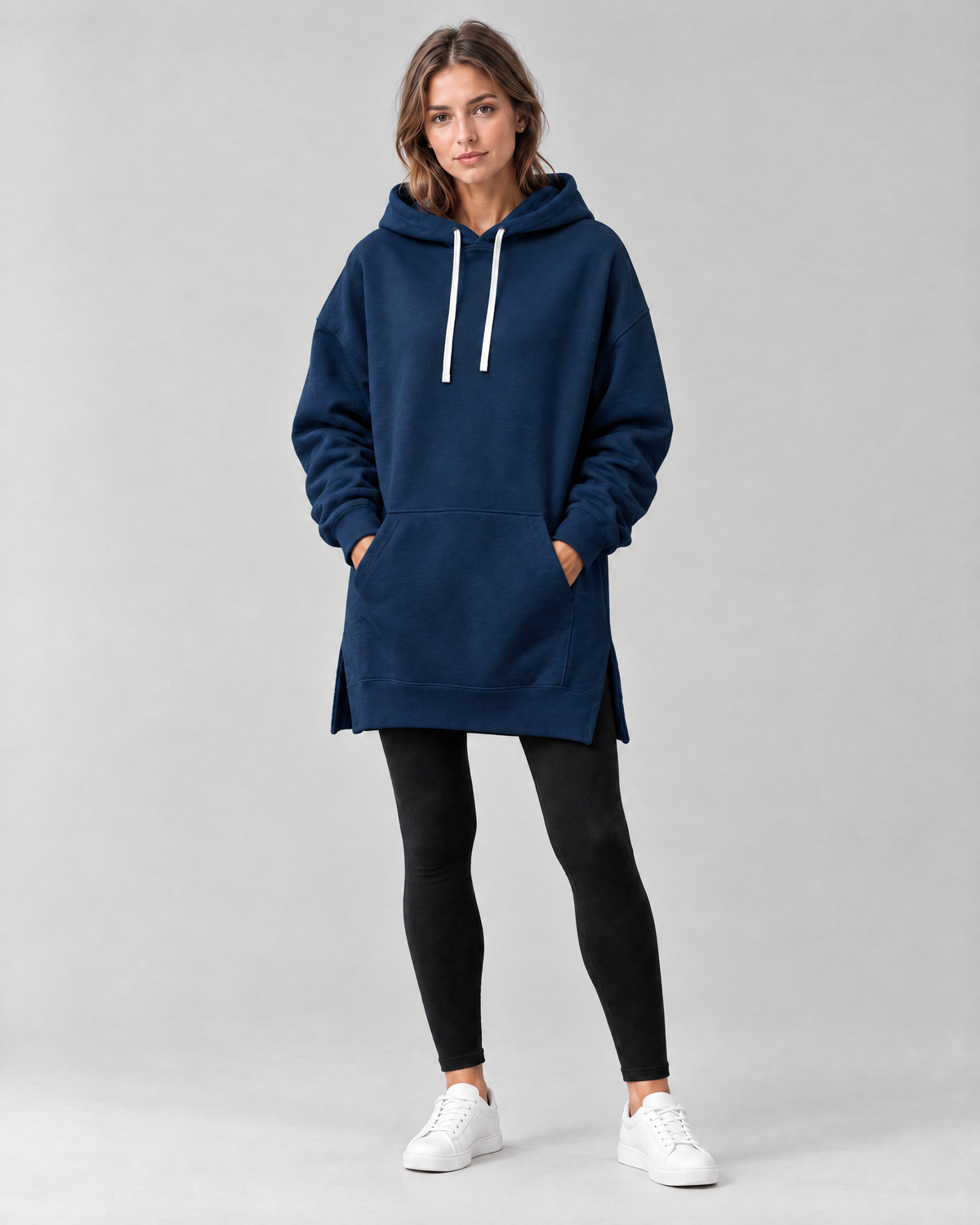 The Harlow Oversized Hoodie Dress in Navy Blue
