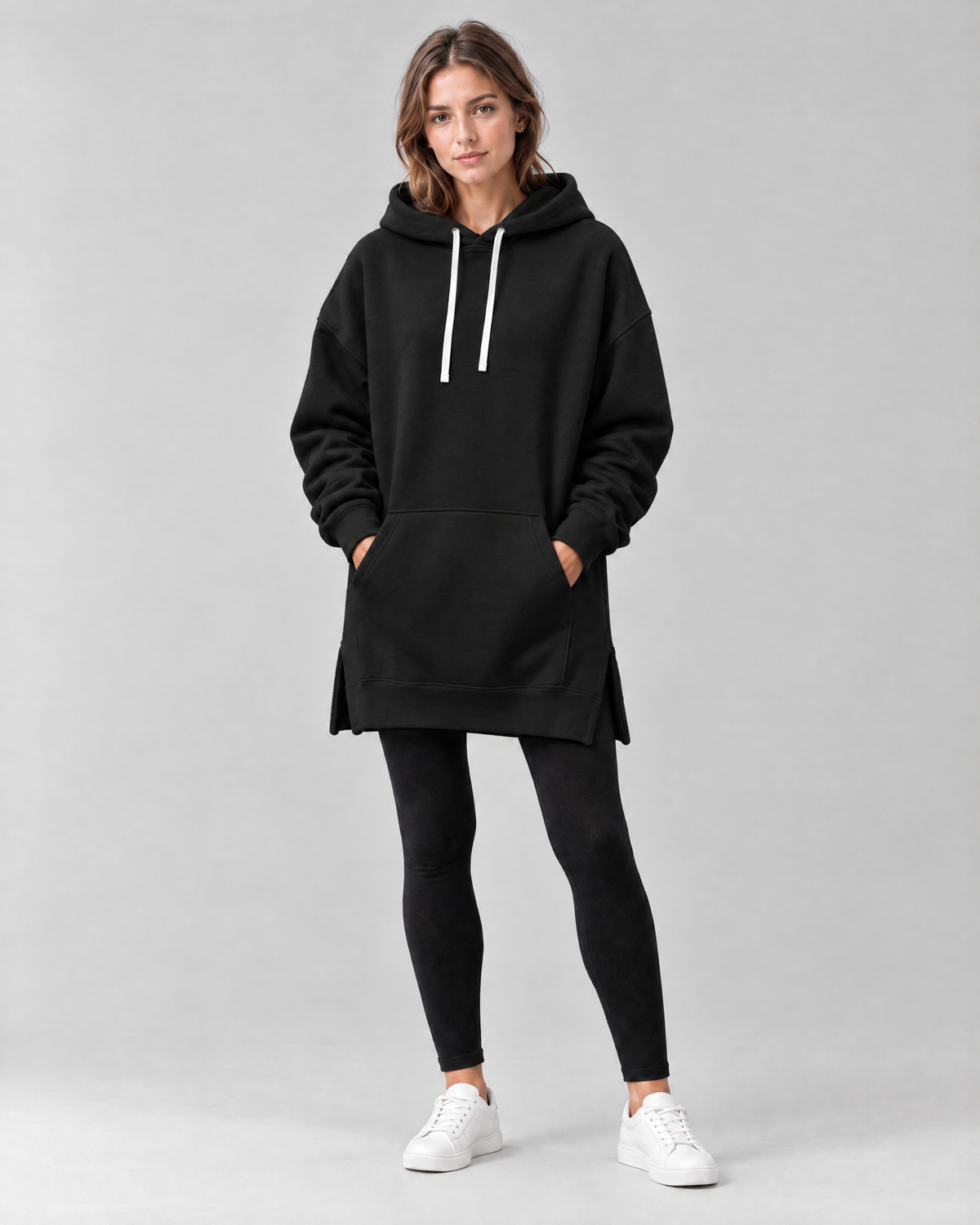 The Harlow Oversized Hoodie Dress in Black