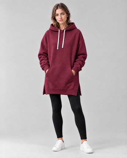 The Harlow Oversized Hoodie Dress in Red