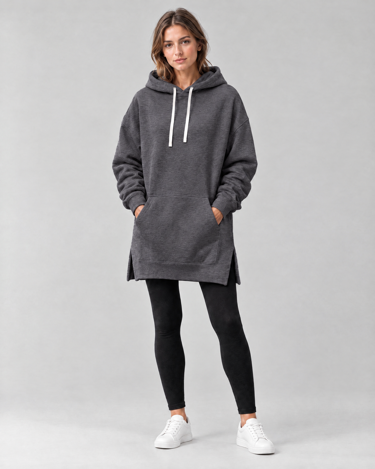 The Harlow Oversized Hoodie Dress in Dark Grey