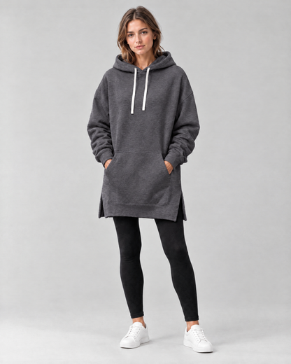 The Harlow Oversized Hoodie Dress in Dark Grey