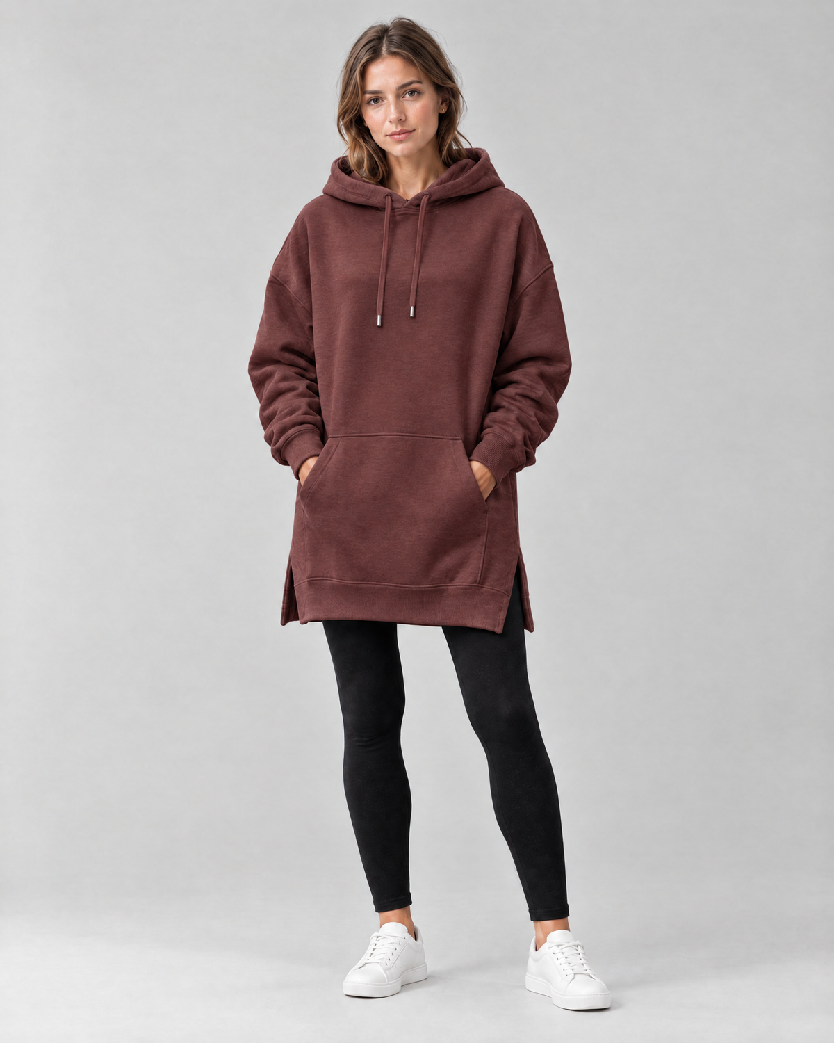 The Harlow Oversized Hoodie Dress in Brown