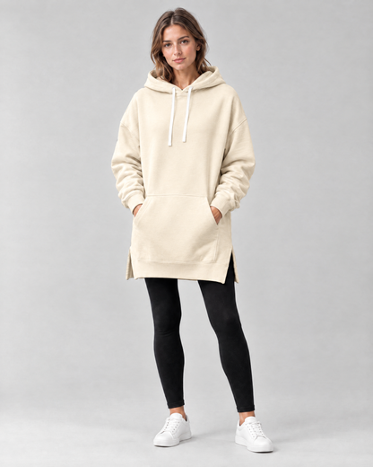 The Harlow Oversized Hoodie Dress in Cream