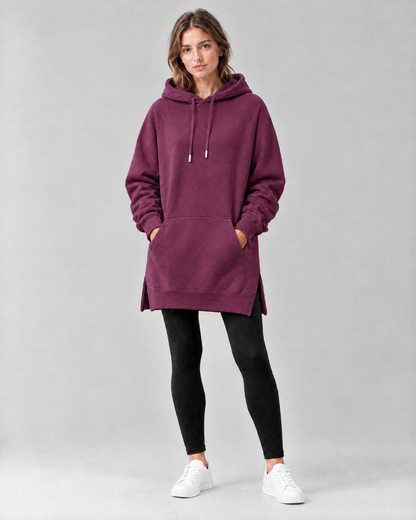 The Harlow Oversized Hoodie Dress in Deep Purple
