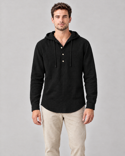 The Mason Hooded Shirt in Black