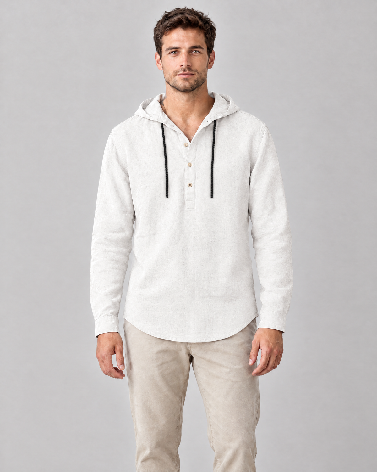 The Mason Hooded Shirt in White