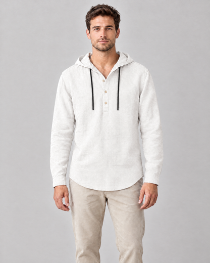 The Mason Hooded Shirt in White