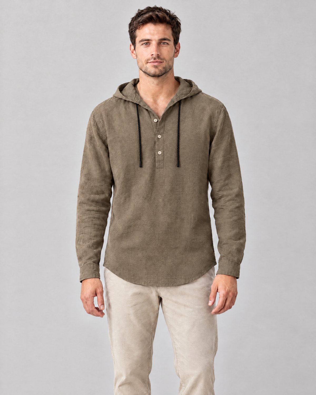 The Mason Hooded Shirt in Brown