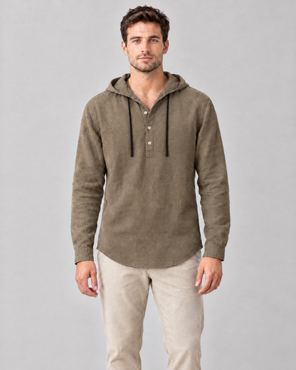 The Mason Hooded Shirt in Brown