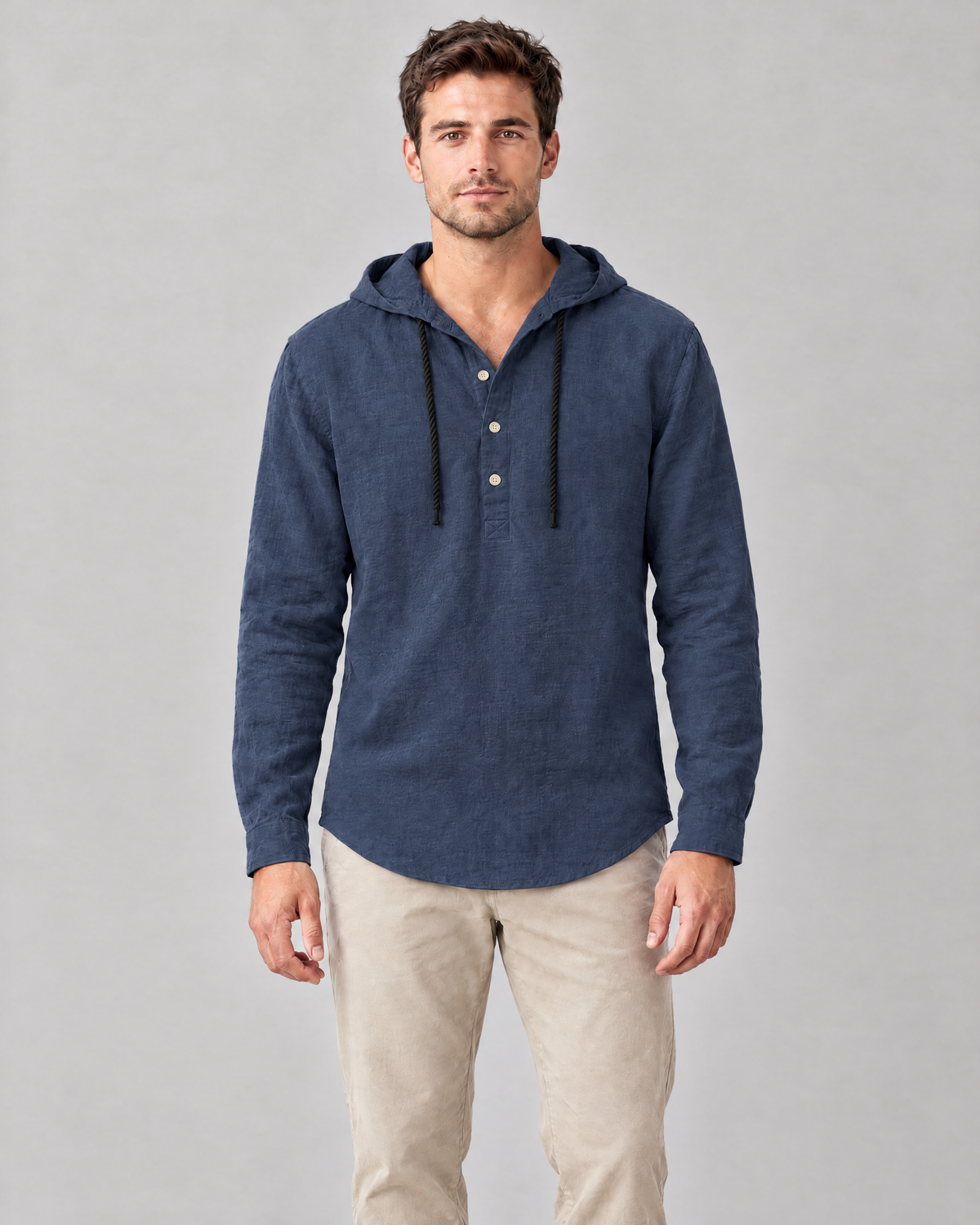 The Mason Hooded Shirt in Navy Blue