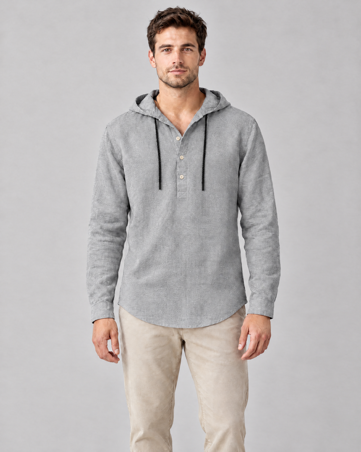 The Mason Hooded Shirt in Grey