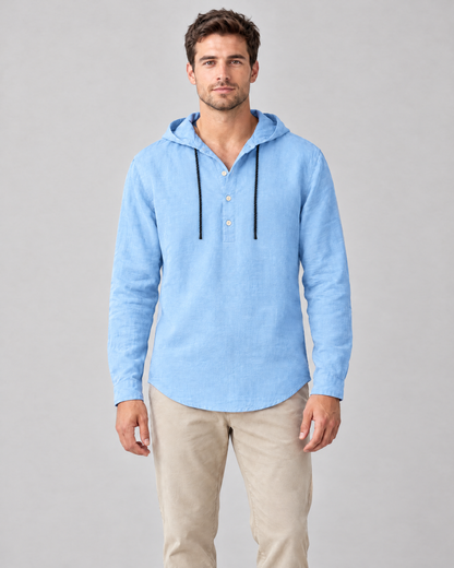 The Mason Hooded Shirt in Light Blue