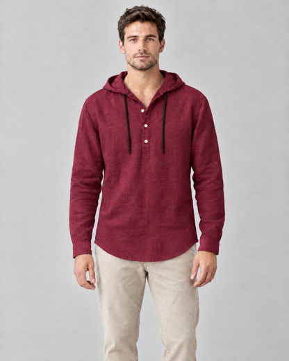 The Mason Hooded Shirt in Burgundy