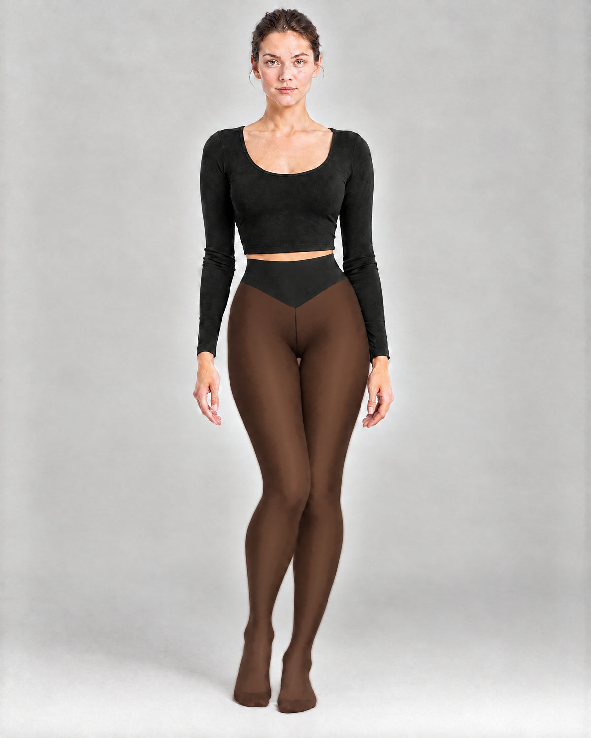 The Nora Sheer-Look Thermal Tights in Bronze