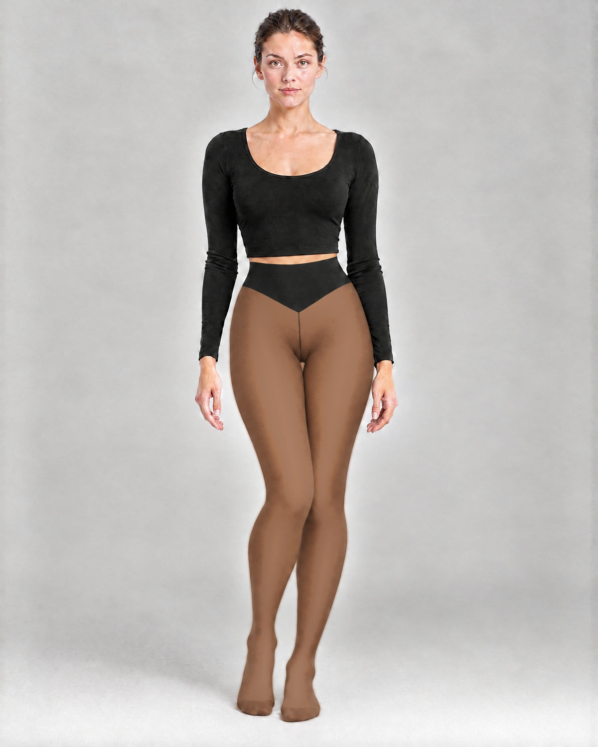 The Nora Sheer-Look Thermal Tights in Tan