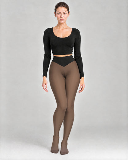 The Nora Sheer-Look Thermal Tights in Vanilla