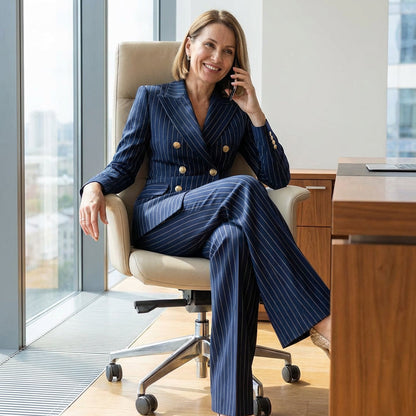 Women’s Pinstripe Double-Breasted Suit