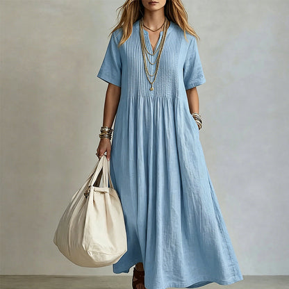 The Elara Pleated Maxi Dress