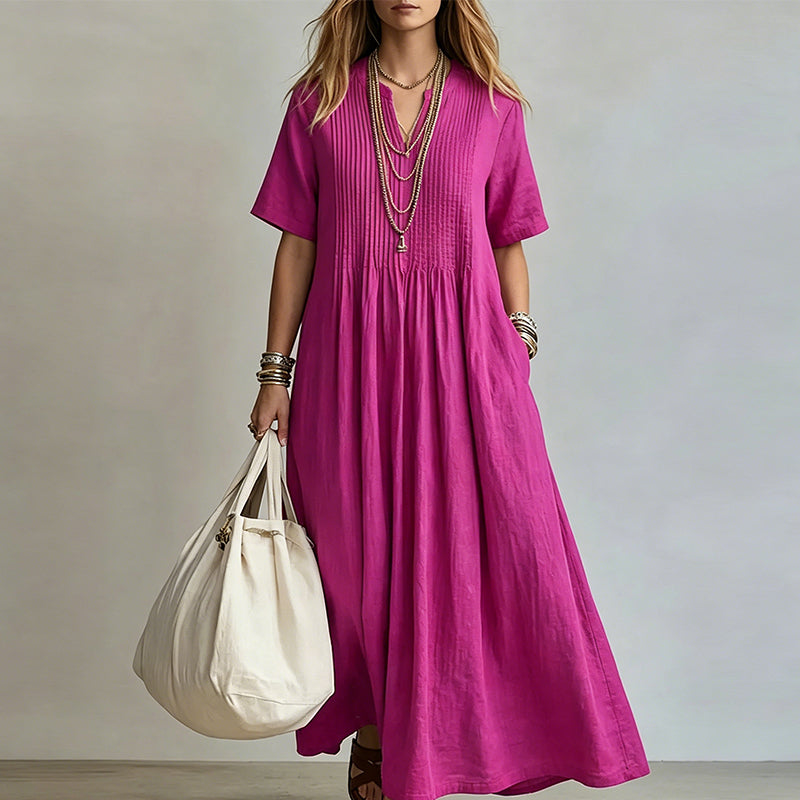 The Elara Pleated Maxi Dress
