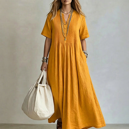 The Elara Pleated Maxi Dress