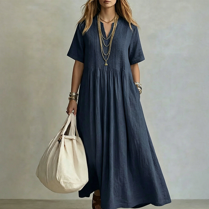 The Elara Pleated Maxi Dress