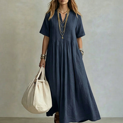 The Elara Pleated Maxi Dress